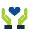 Hands holding heart icon